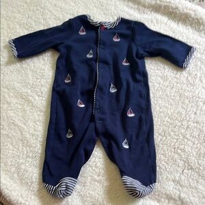 Navy Blue Sailboat Kids One Piece